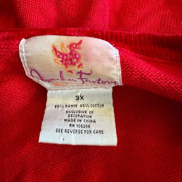 Ladies Christmas Sweater Puppies Dog Pug Golden Poodle Quaker Factory 3X Red - Picture 12 of 14